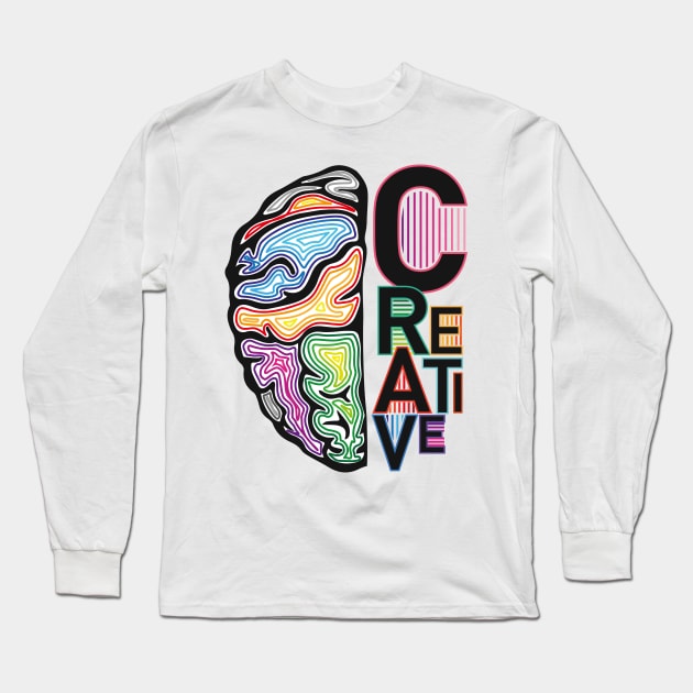 Creative Brain Art Long Sleeve T-Shirt by RJ-Creative Art